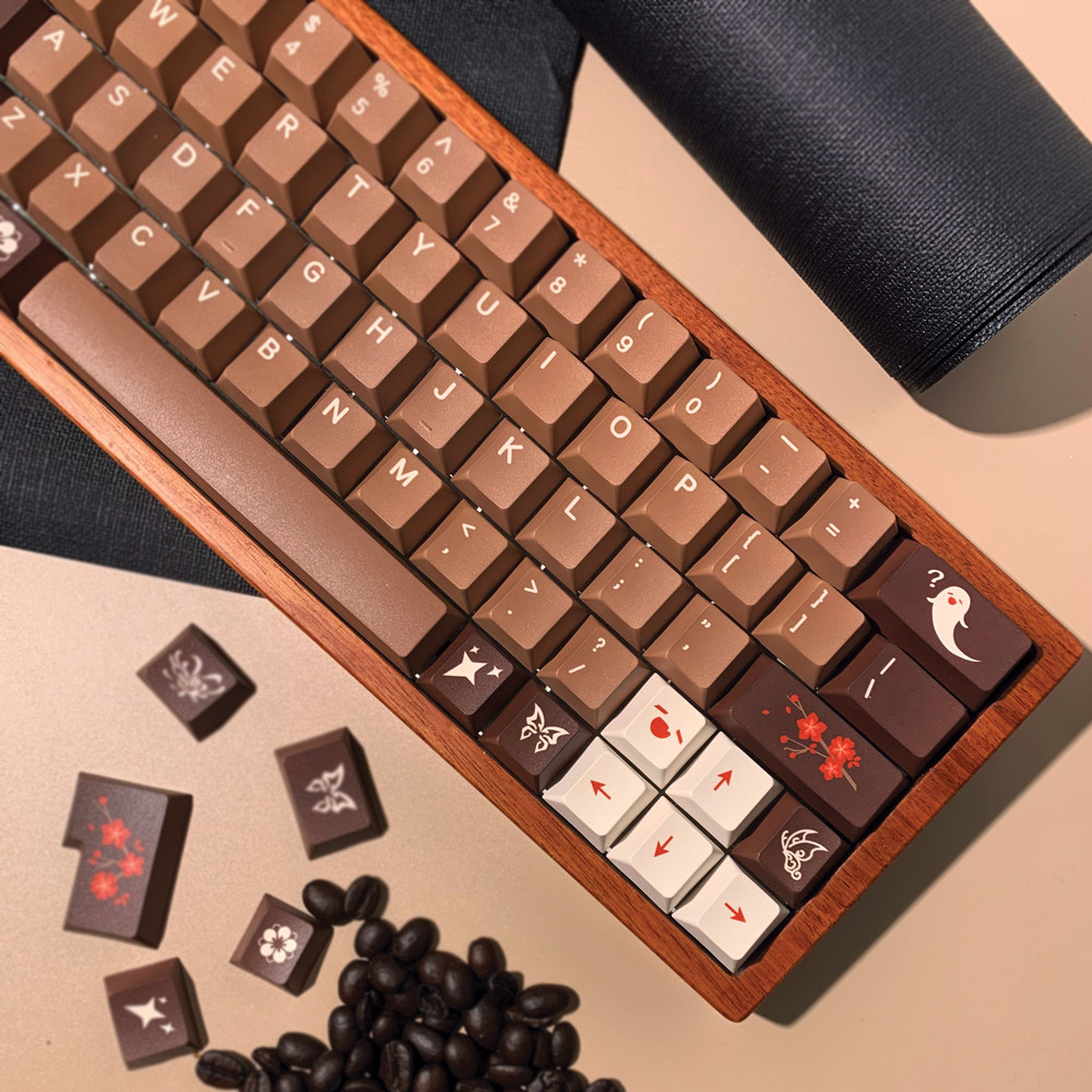 クルミ色キーキャップオリジナルデザインチェリープロファイル PBT 140 キー/セット染料サブ ANSI レイアウト Outemu Kailh TTC チェリー MX スイッチ