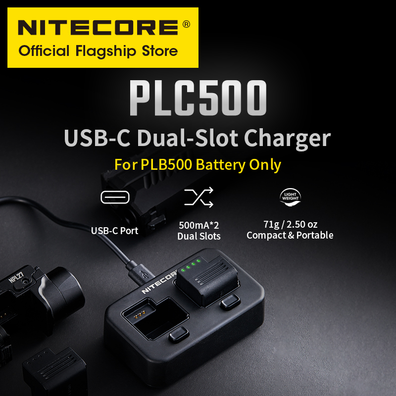 NITECORE PLC500 USB-C デュアルスロット充電器 71g 500mA 出力 PLB500 バッテリー用
