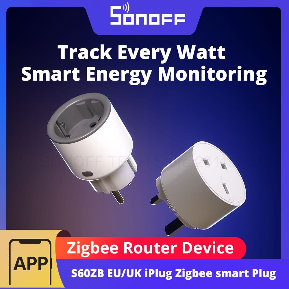 SONOFF S60ZB EU/UK iPlug Zigbee スマート プラグ ZIgbee ルーター デバイスの過負荷保護 エネルギー監視 Alexa 経由のタイマー制御