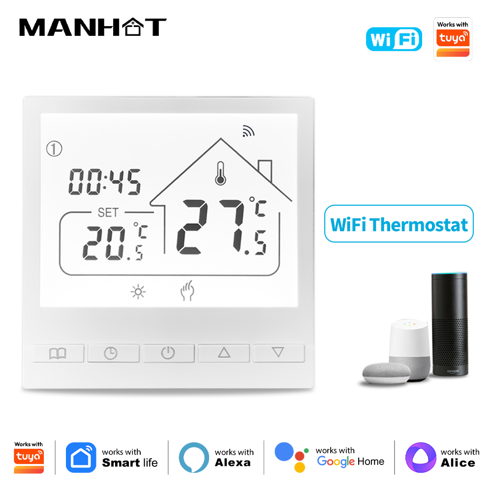 スマート WIFI ルームサーモスタット水/ガスボイラー電気床温水温度コントローラー Google Alexa Yandex アリス