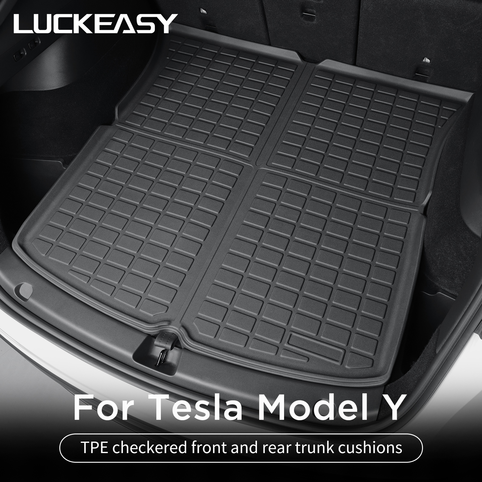 テスラモデル Y トランクマット TPE フロントとリアトランクマットカーインテリアアクセサリー保護パッド ModelY 2024