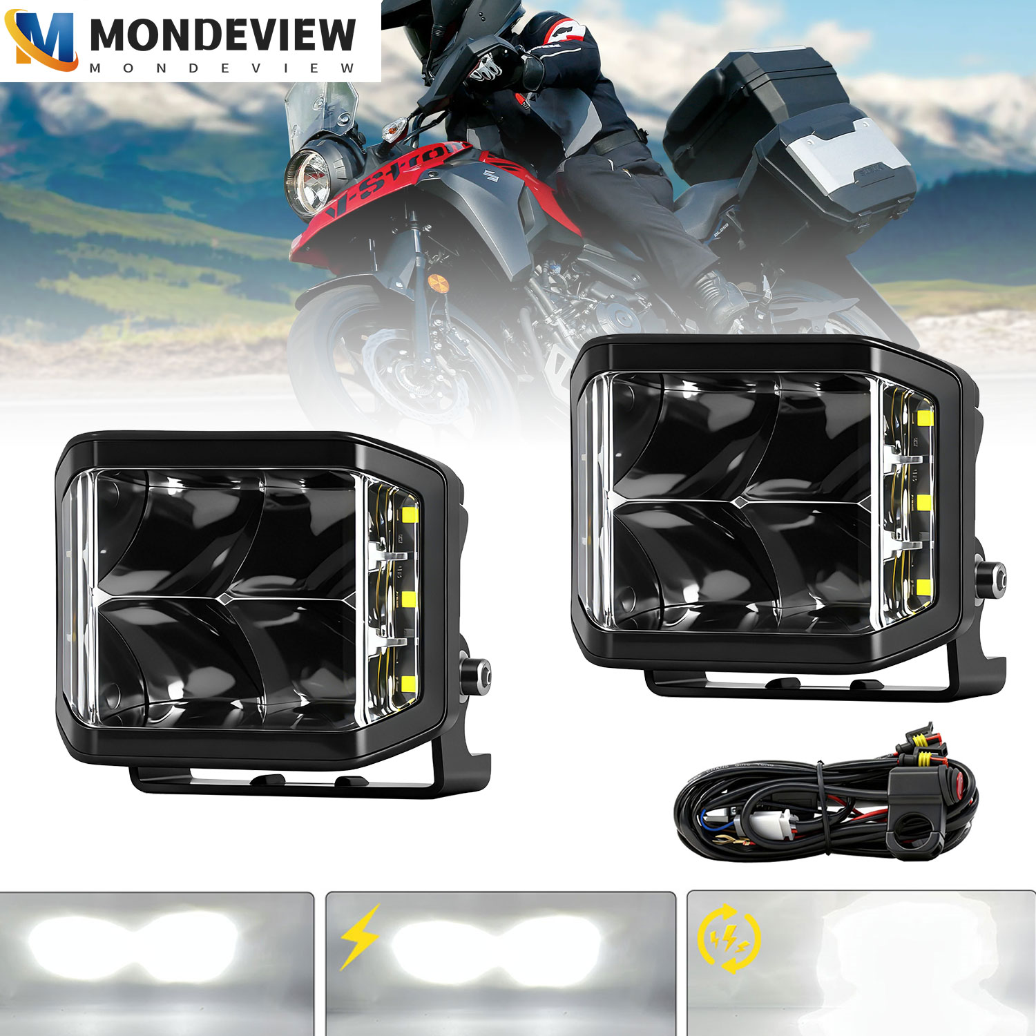 MONDEVIEW 5 インチオートバイスポットライト 380 ワットハイパワー補助ライト 180000 LM 車フォグライトオフロード車作業ライト