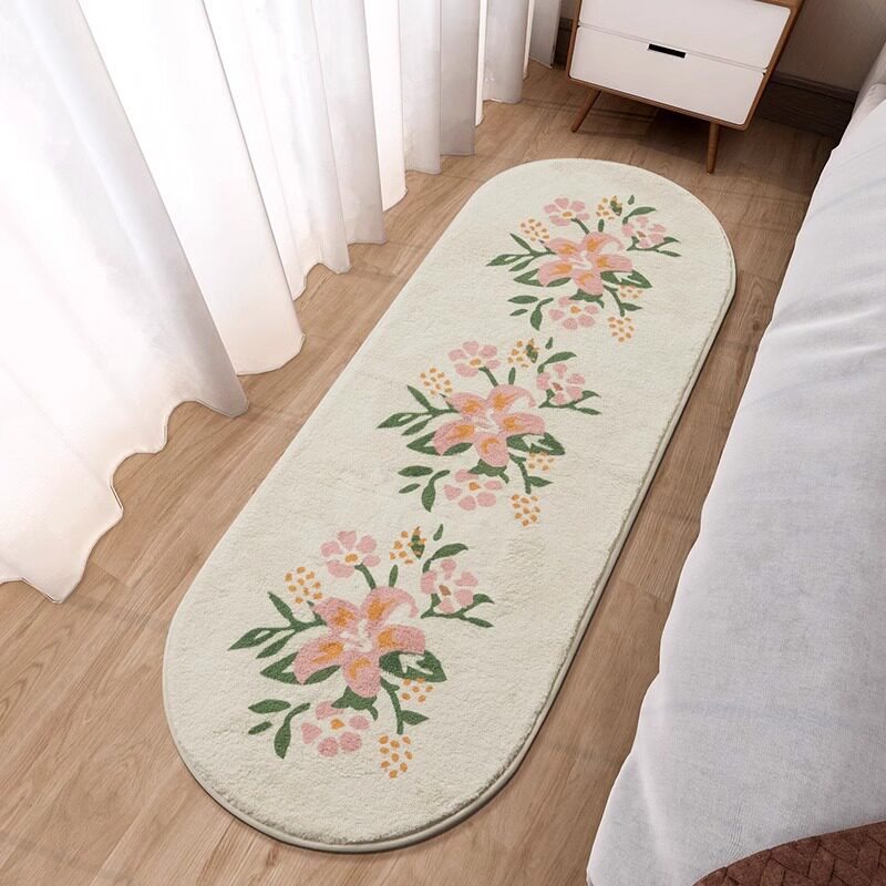花柄の寝室の装飾カーペット厚い豪華なカーペット用リビングルームふわふわソフトベッドサイドフロアマットシンプルなスタイルクロークラグ