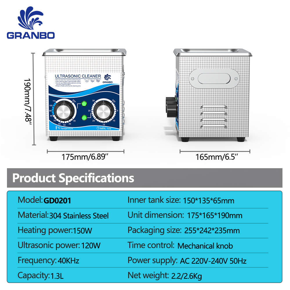 1L 超音波洗浄機 40kHz 60W/120W タイマーヒーターノブ制御付き家庭用洗浄機ジュエリーグラス用