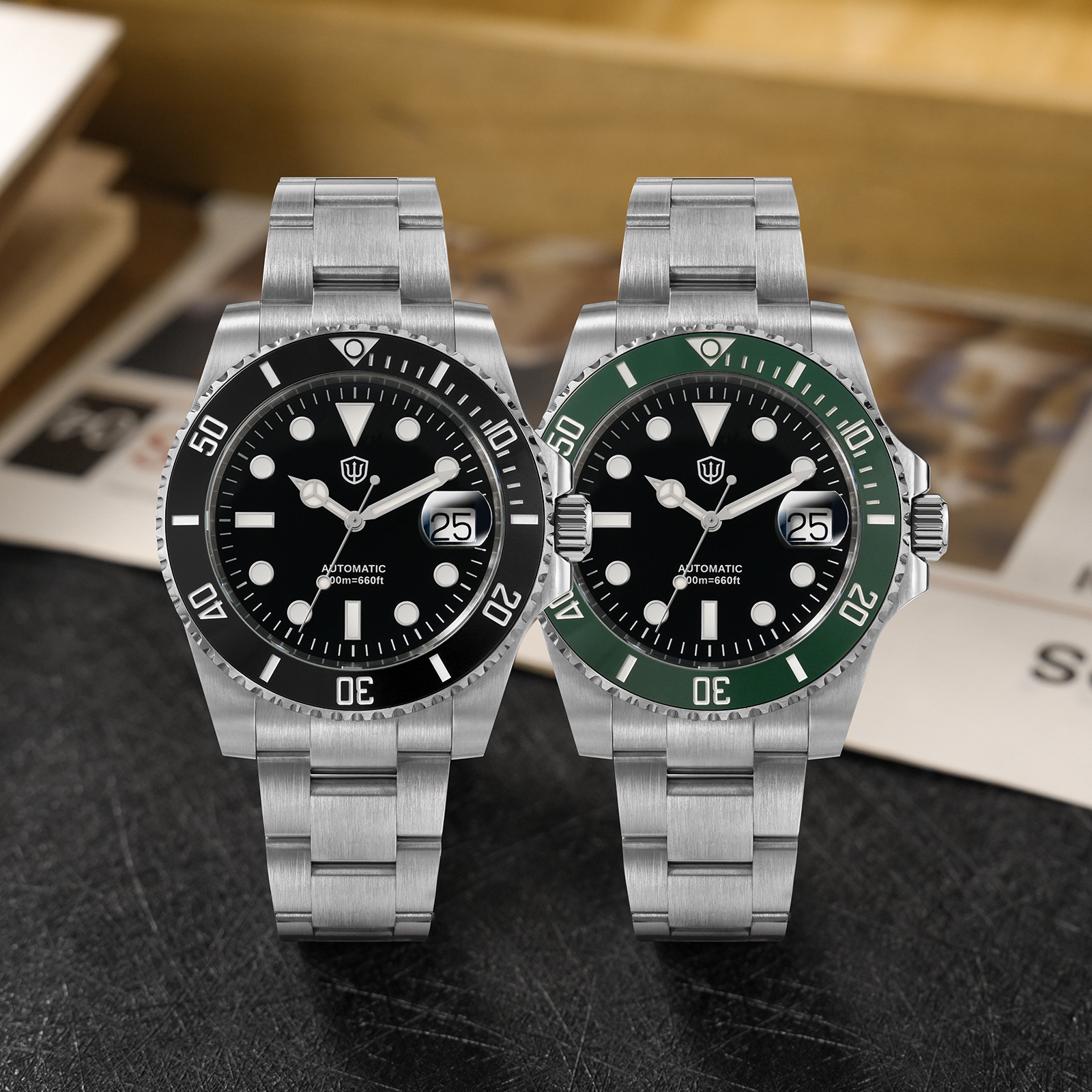 Watchdives WD5512B V2 サブ ST2130 Movt スリム Rehaut 11.8 ミリメートルガラスを含むサファイアクリスタル自動巻きメンズ腕時計