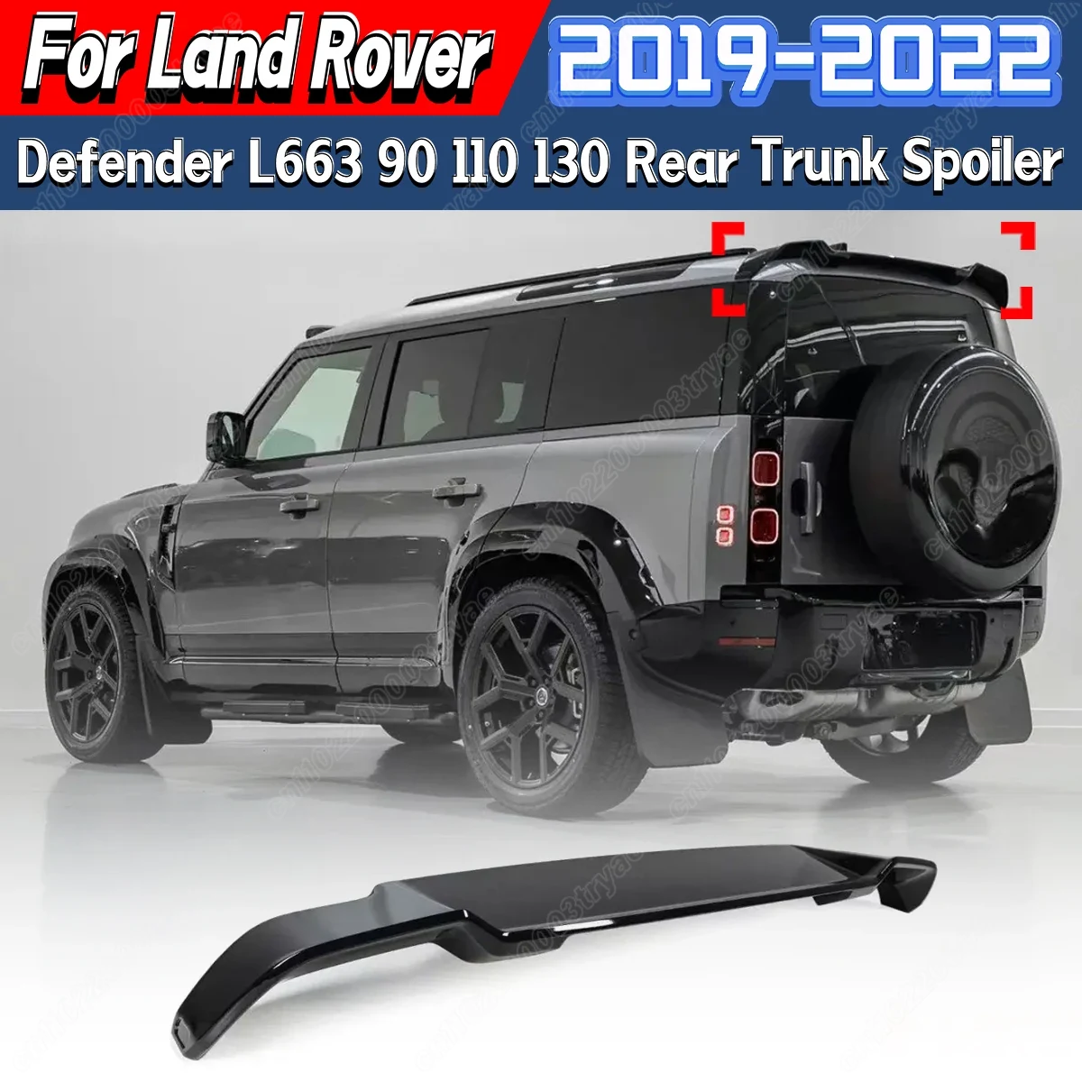 ランドローバーディフェンダー L663 90 110 130 2019 2020 2021 2022 トップスポイラーウイング光沢のある黒尾翼装飾修正キット