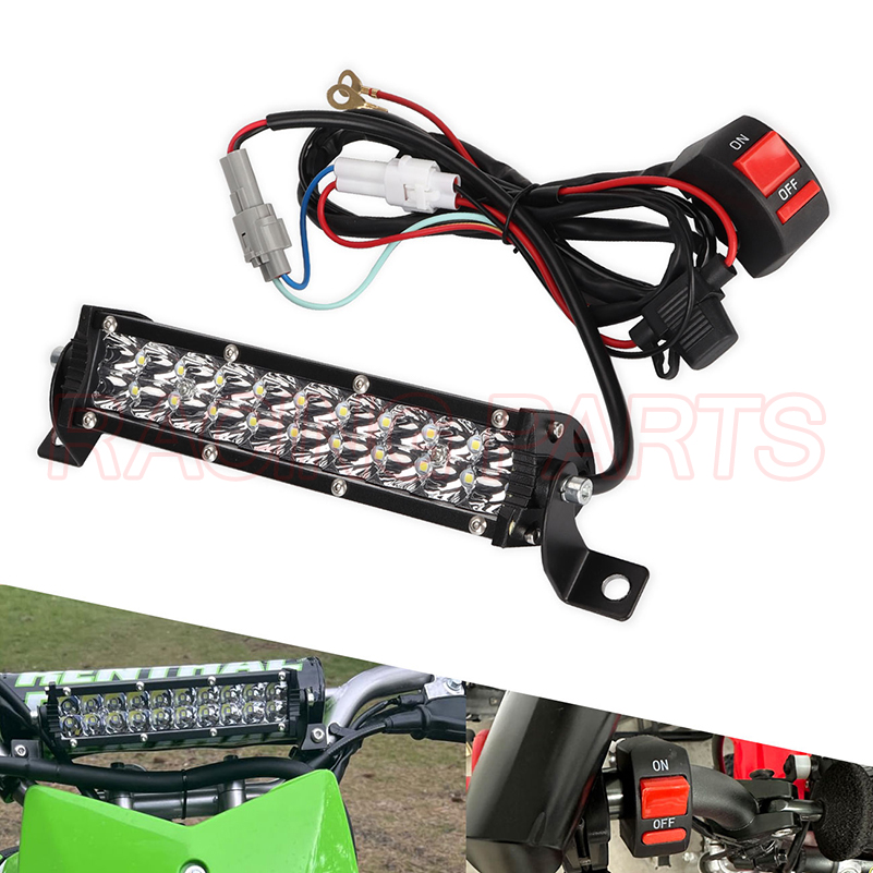 60W Motocross LED Light Wiring Harness Plug-Play Headlight Assembly For KLX110 CRF110 TTR110 YZ250F Dirt Bike Pitbike Handle Bar