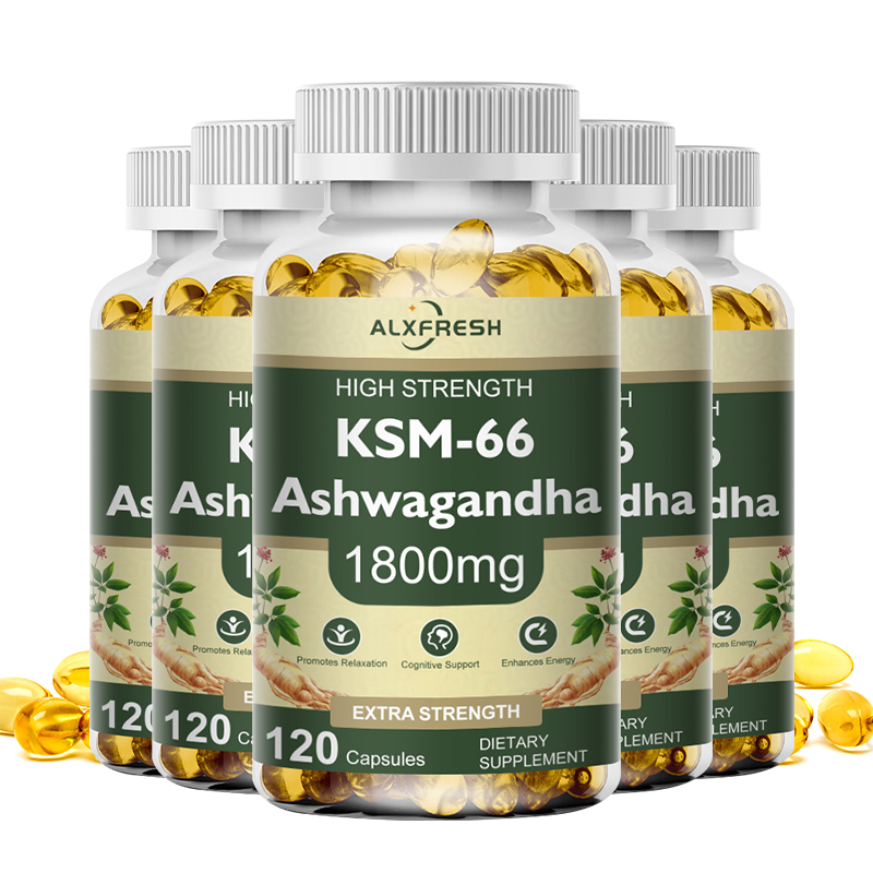 KSM-66 天然アシュワガンダ カプセル アシュワガンダ サプリメント|健康サポートのための 1800mg - 植物ベースのビーガン グルテンフリー