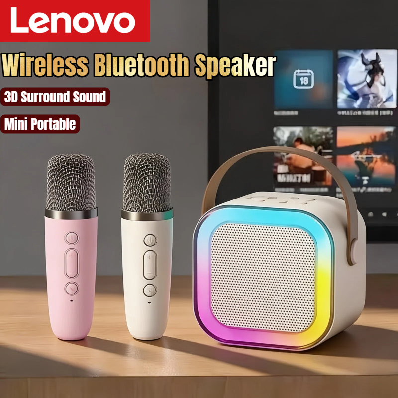 Lenovo K12 ワイヤレス Bluetooth スピーカー 2 マイク付きミニポータブル音楽プレーヤーカラオケマシン家族の歌のギフト用