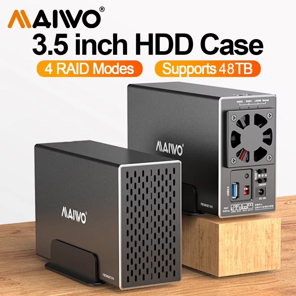 MAIWO 2.5/3.5 インチデュアルベイ外付けハードドライブエンクロージャケース 4 RAID HD アレイ SATA から USB 3.0 ハードドライブドッキングステーション