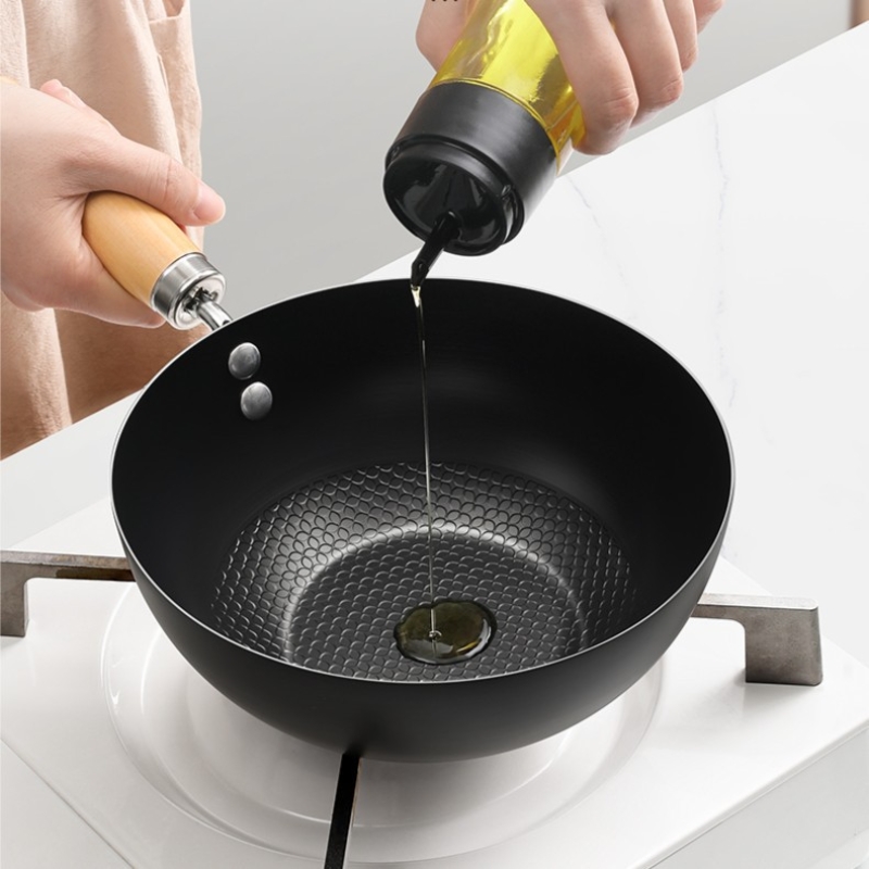 手作り鉄鍋フライパン中華鍋コーティングされていないガスストーブ電磁調理器ユニバーサルノンスティック鉄中華鍋鍋調理器具セット