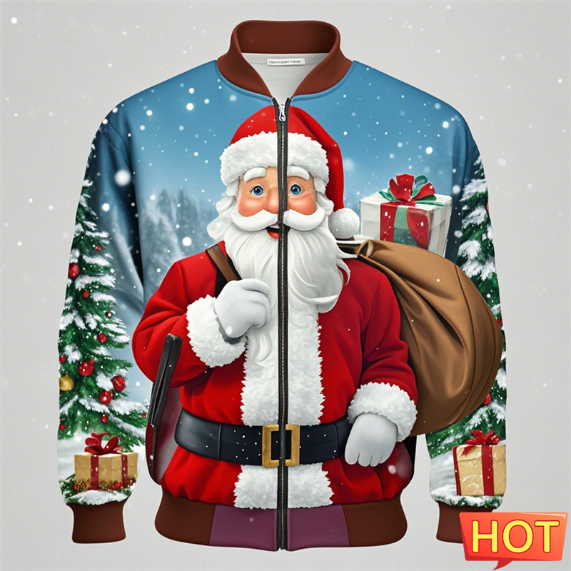 ファッションサンタクロースクリスマスジャケット女性のための服ヒップホップバーパーティー男性ボンバージャケットカジュアル男性プルオーバーコートトラックスーツ