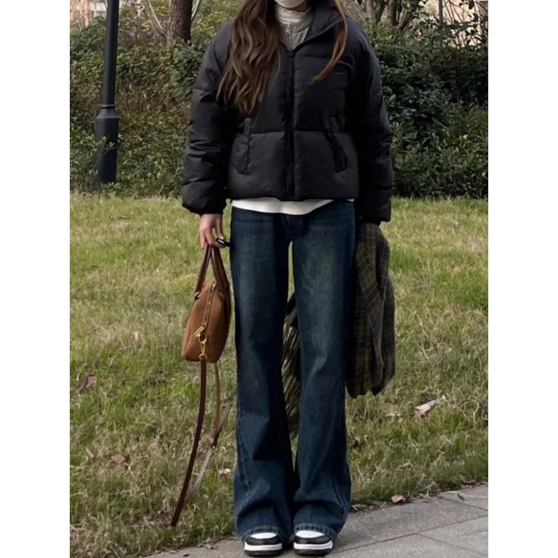 カジュアルジーンズストレートレッグ女性秋冬ヴィンテージルーズレトロアメリカンスタイルストリートシックなワイドレッグパンツ女性の