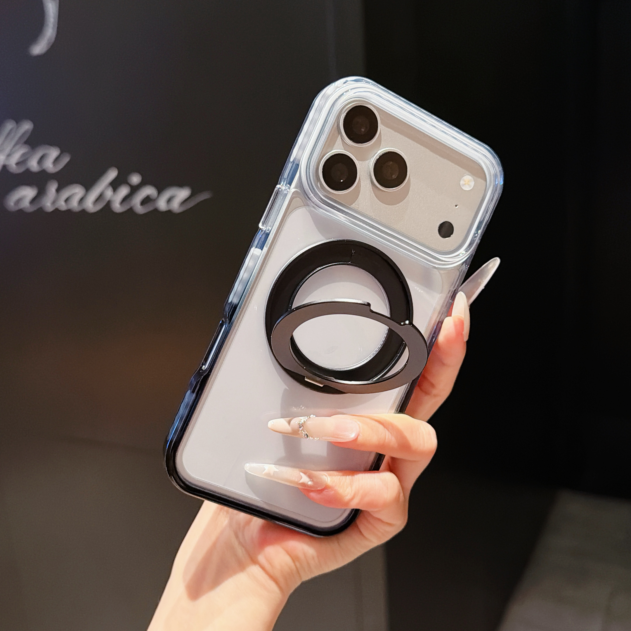 磁気カラーグラデーションと 360 ° 金属ブラケット電話ケース iPhone 14 15 プラス 16 17 18 プロマックス Magsafe ソフト電話カバー