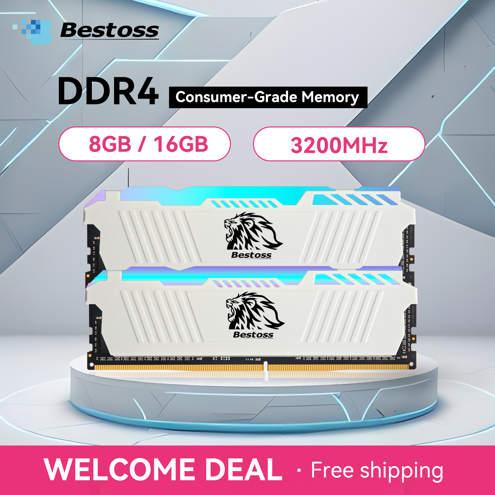 Bestoss DDR4 RGB 8GB 16GB 32GB 3200MHz メモリ U-DIMM DRAM モジュール デスクトップ ゲーミング コンピュータ RAM (XMP 2.0/AMD EXPO 対応)