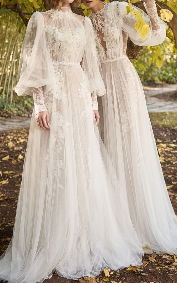 ヴィンテージイスラム教徒のウェディングドレスカスタマイズされたハイネックアップリケ Vestido De Noiva 自由奔放に生きるドバイアラビアドレスブライダルスタイル A ではない B