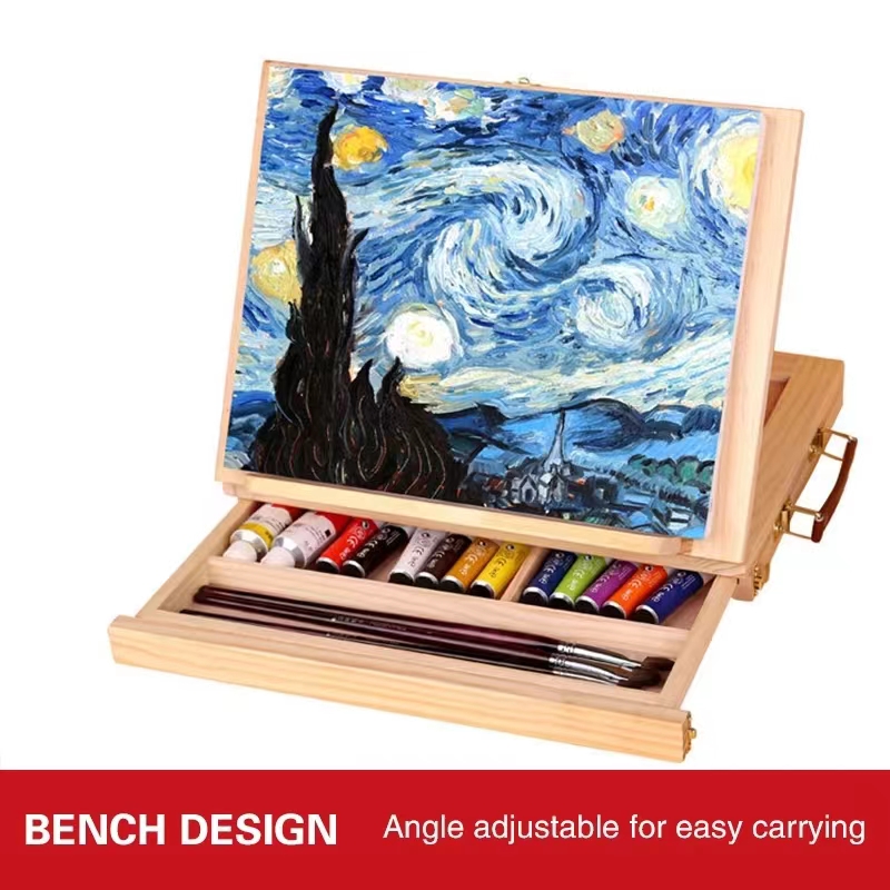 デスクトップ引き出しタイプ油絵フレーム木製絵画パネル折りたたみポータブルデスクトップ油絵ボックスデスクトップスケッチイーゼル