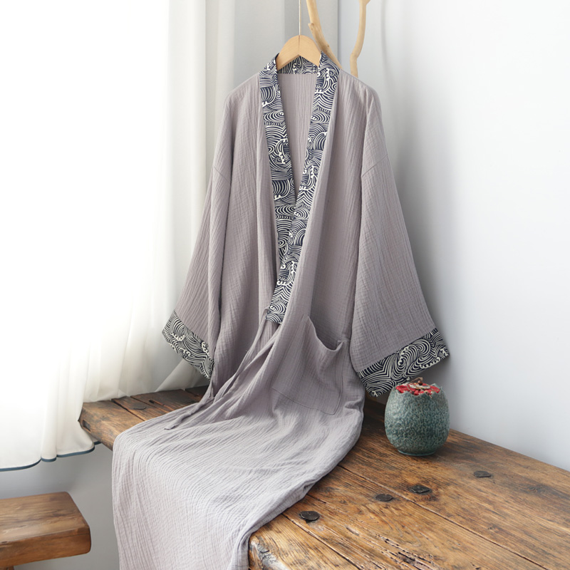 純粋な綿の夏薄いロングローブ Spwear ホーム服茶道服禅 Sle 韓服ローブホーム快適な通気性