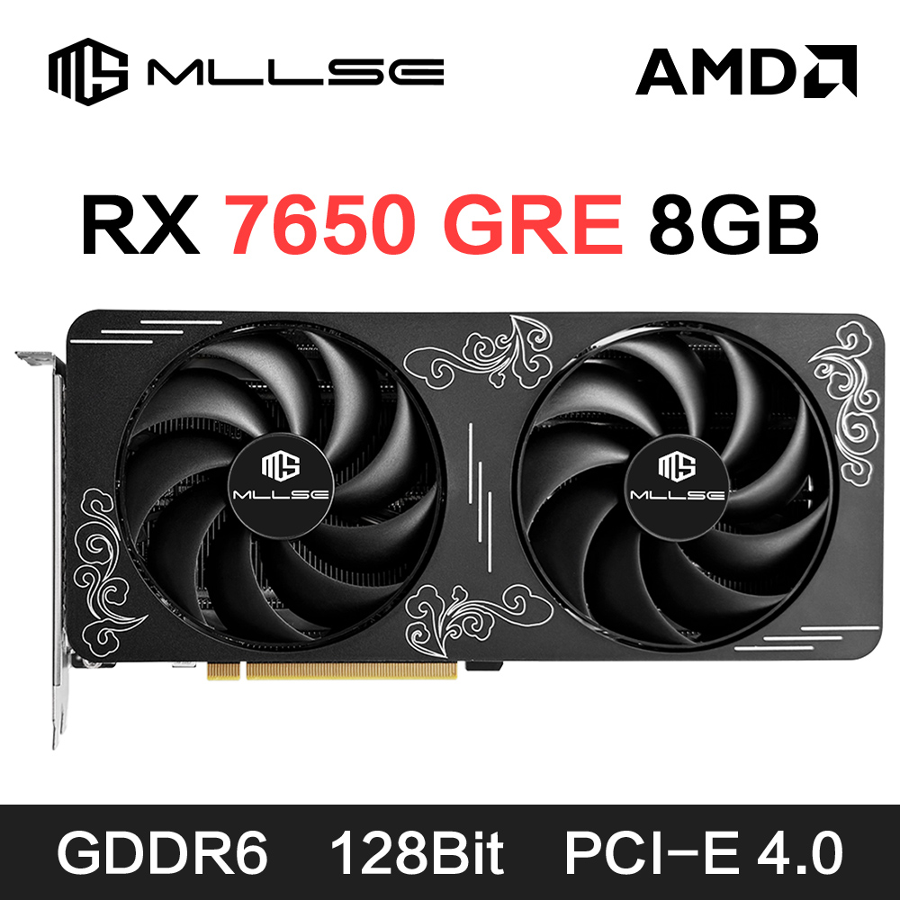 MLLSE AMD RX7650 GRE 8GB ゲーミンググラフィックカード GDDR6 128ビット PCI-E 4.0×8 8ピン Radeon GPU Rx 7650 ゲームビデオカード Placa De Video