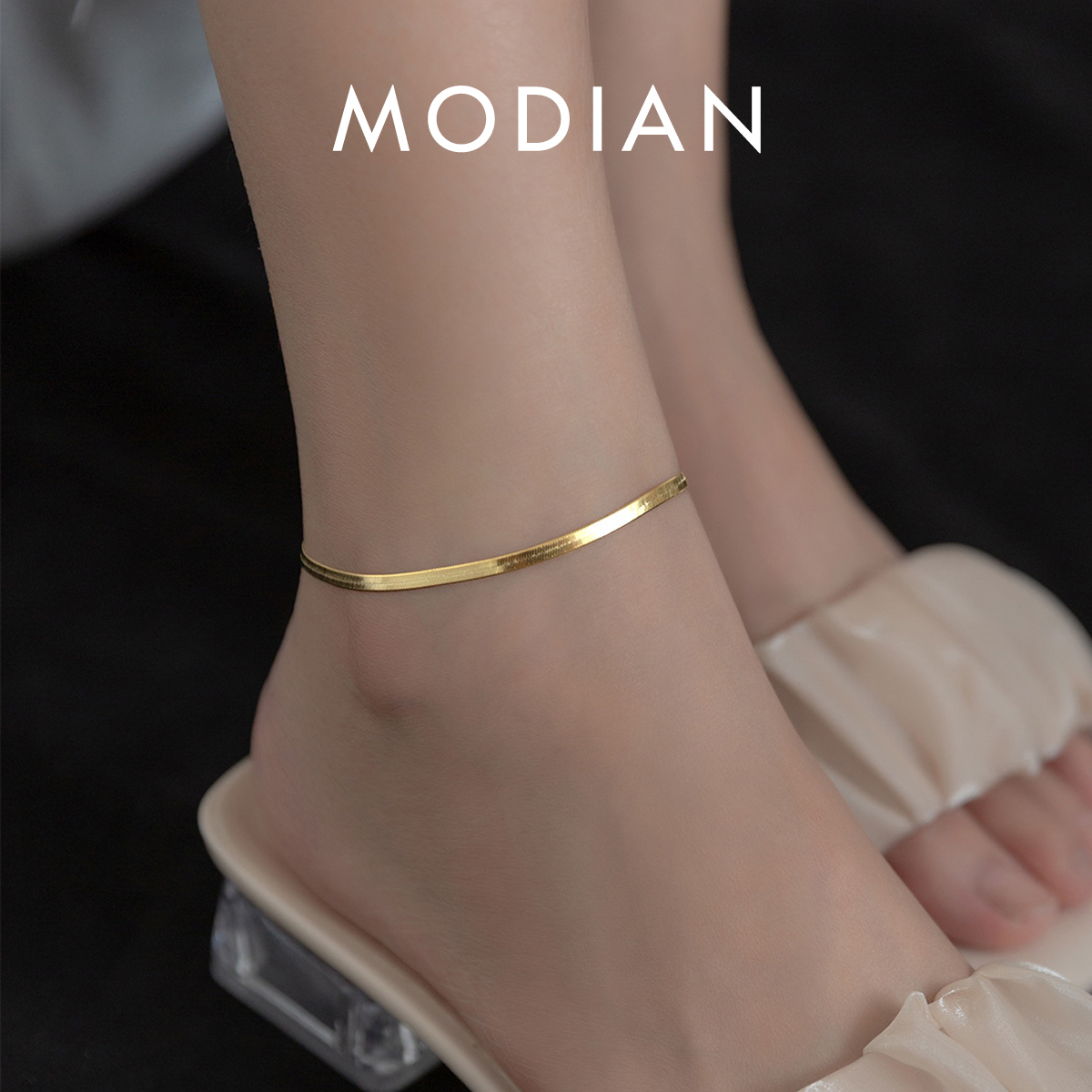 Modian フットジュエリーアンクレットシンプルなヘビ絶妙なブレスレット女性のためのリアル 925 スターリングシルバーアンクレット女性のためのパーティーギフト
