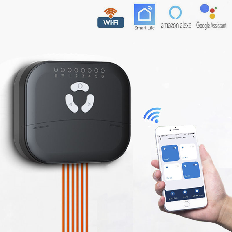 スマートガーデン散水タイマー WiFi 灌漑コントローラー 4/6/8 ウェイ灌漑水電磁弁プログラム可能な点滴水システム