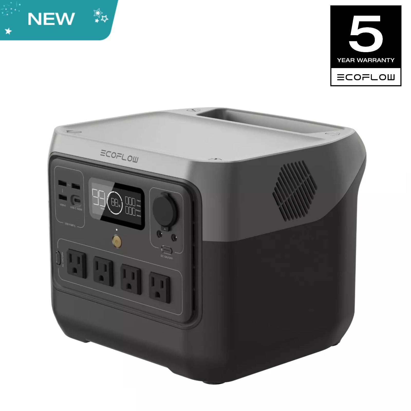 ECOFLOW ポータブルパワーステーション RIVER 2 Pro 700、716Wh LiFePO4 バッテリー、4x800W AC コンセント、ソーラー発電機