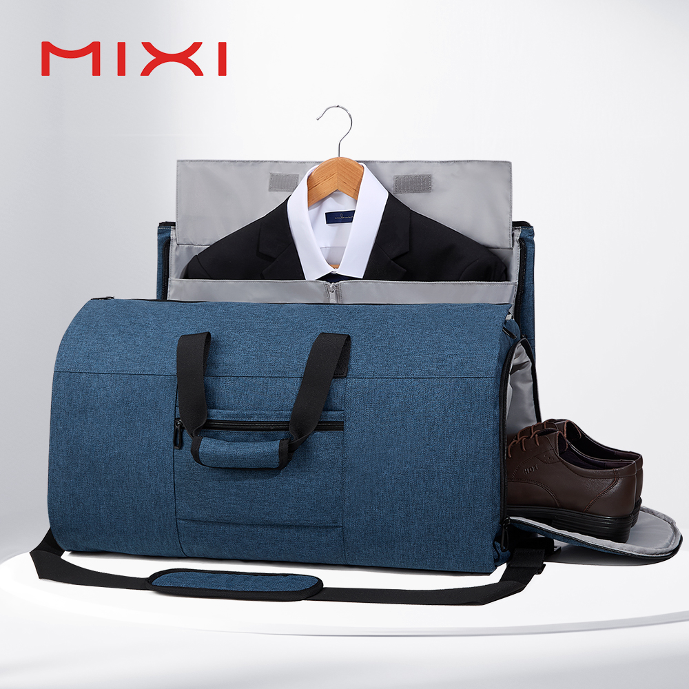 Mixi 旅行用キャリーオンガーメントバッグ 56L コンバーチブルダッフルバッグ メンズ レディース 2 in 1 吊り下げ荷物スーツケース ドレススーツ 旅行