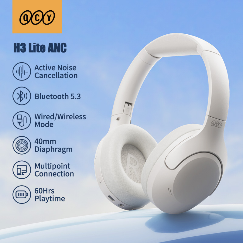 QCY H3 Lite ANC ワイヤレス/有線ヘッドフォン Bluetooth 5.3 折りたたみ式オーバーイヤーヘッドセット HIFI サウンド 60H プレイタイムイヤホンデュアル接続