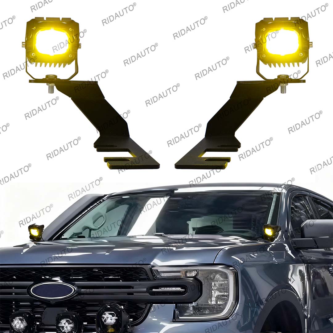 フード LED ワークライト LED ライトフォグライトキットマウントホルダーフォードレンジャー T9 2023-2025 LED フードヒンジ溝ライトマウントブラケット