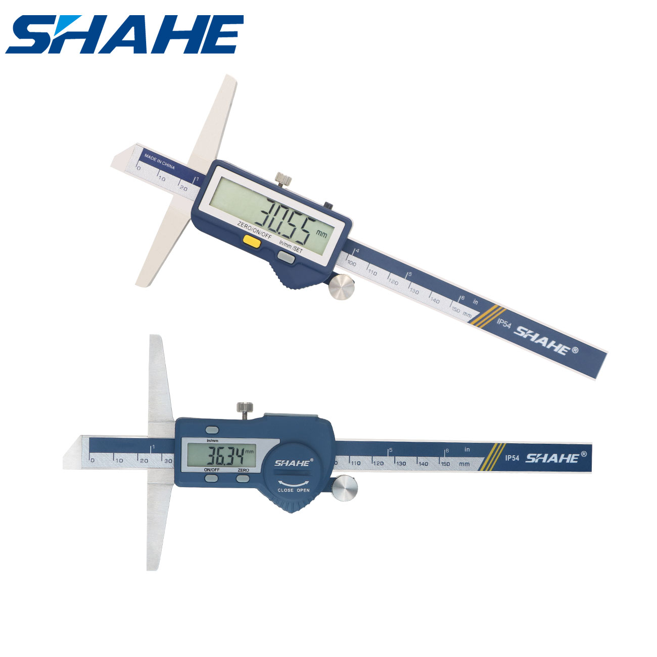 SHAHE 深さノギスマイクロメーター 150/200/300 ミリメートルデジタルノギスステンレス鋼電気デジタル深さゲージ