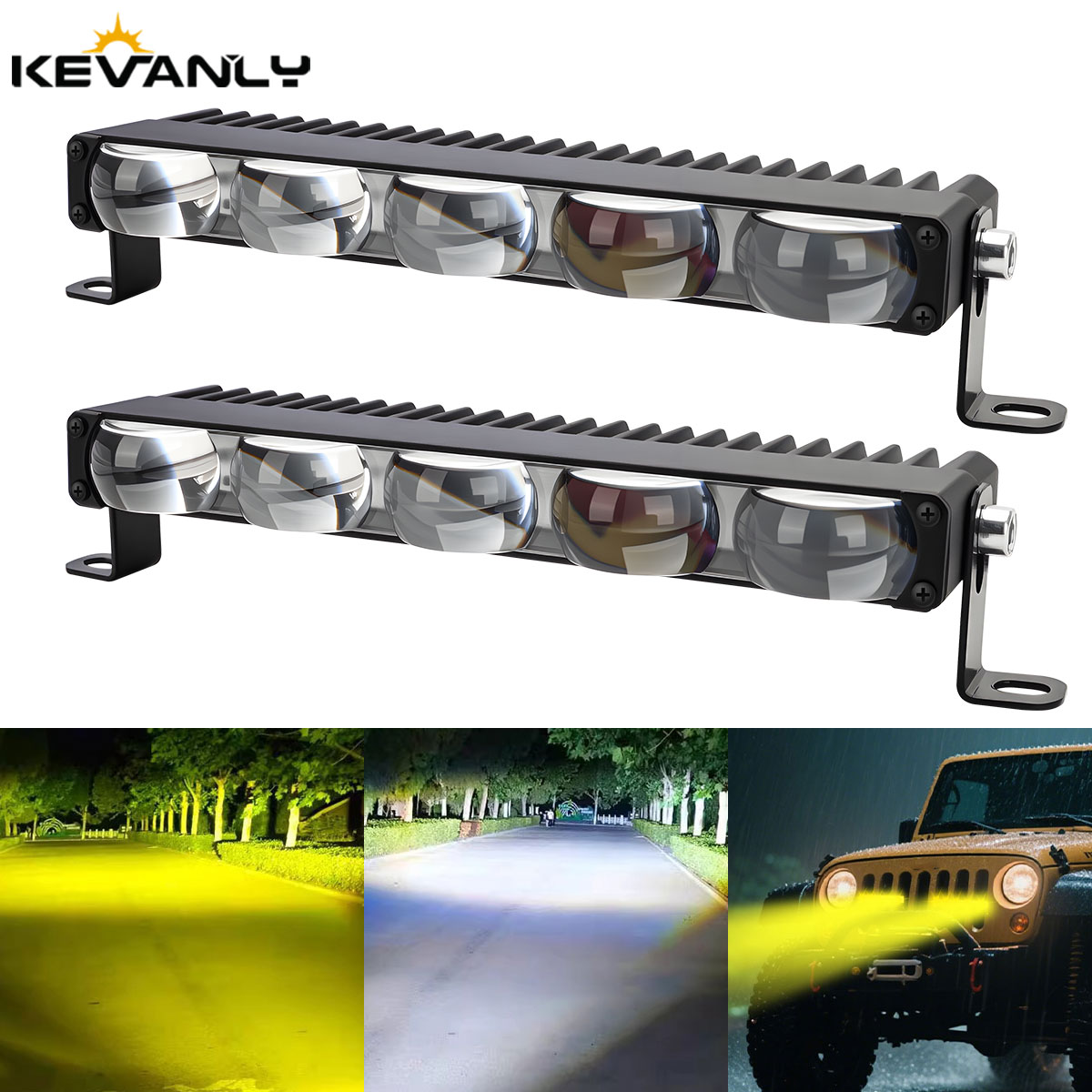 1/2 個ワークライト 5 レンズスポットライトデュアルカラー白黄色ハイ/ロービームグリルライトオートバイトラック RV SUV UTV ヘッドライト
