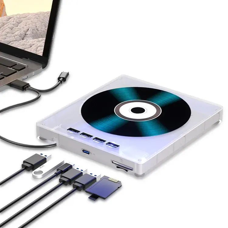7 in 1 多機能 USB 3.0 モバイル DVD-RW レコーダー プレーヤー 外部デスクトップ PC ラップトップ DVD CD ドライブ用 TF SD カードリーダー付き
