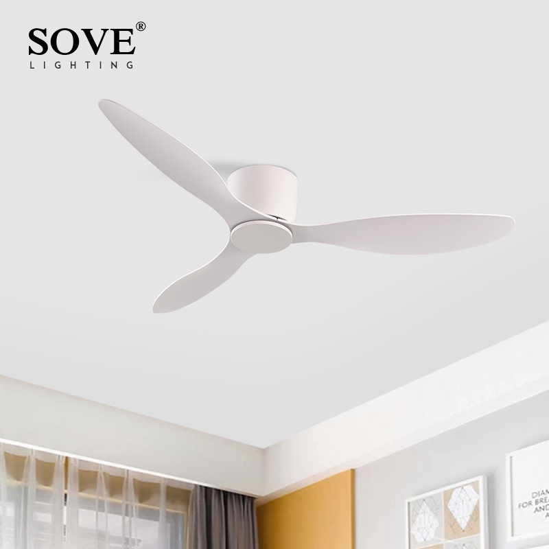 SOVE モダンホワイト低床 DC モーター 30 ワット天井ファンリモコン付きシンプルな天井ファンライトなしホームファン 220V