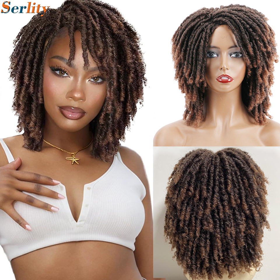 ドレッドヘアウィッグ ショートツイストウィッグ 6 インチ合成フェイクロック編み込みかぎ針編みヘアウィッグ アフロツイストドレッドヘア フルヘア交換ウィッグ