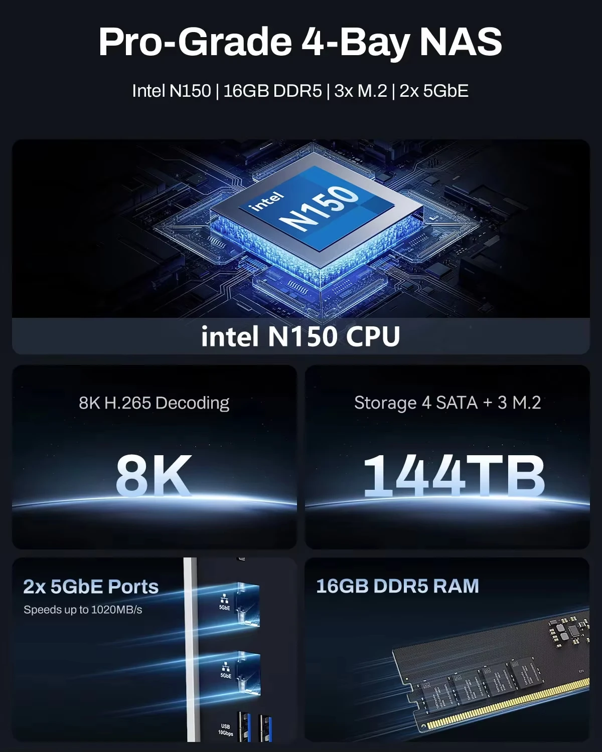 TERRAMASTER F4-425 Plus 4 ベイ NAS ストレージ N95 クアッドコア CPU 16GB RAM ネットワーク接続ストレージ ディスクレス