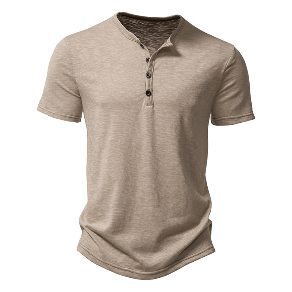 ヘンリーカラー夏男性カジュアル無地半袖 Tシャツ男性用ポロ男性高品質メンズ T シャツ
