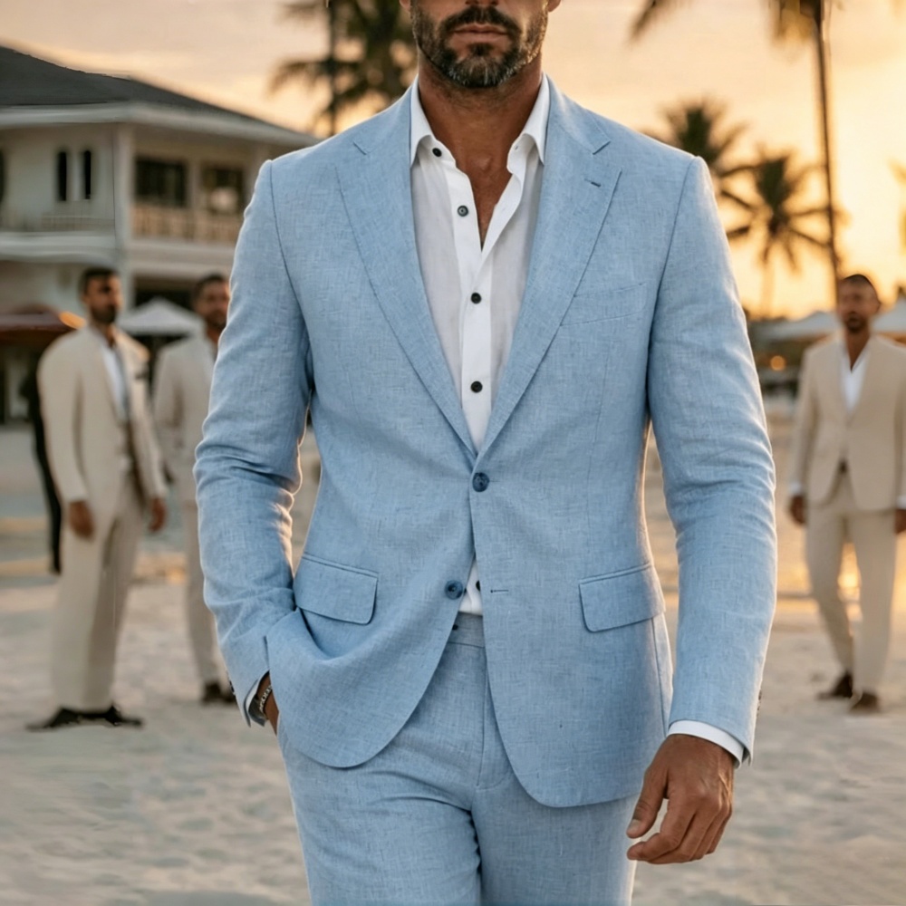 2 Pieces Lightweight Linen Suit Separates Jacket with Pants for Men Summer Wedding Groom Tuxedo Vestidos Madre Del Novio 2026