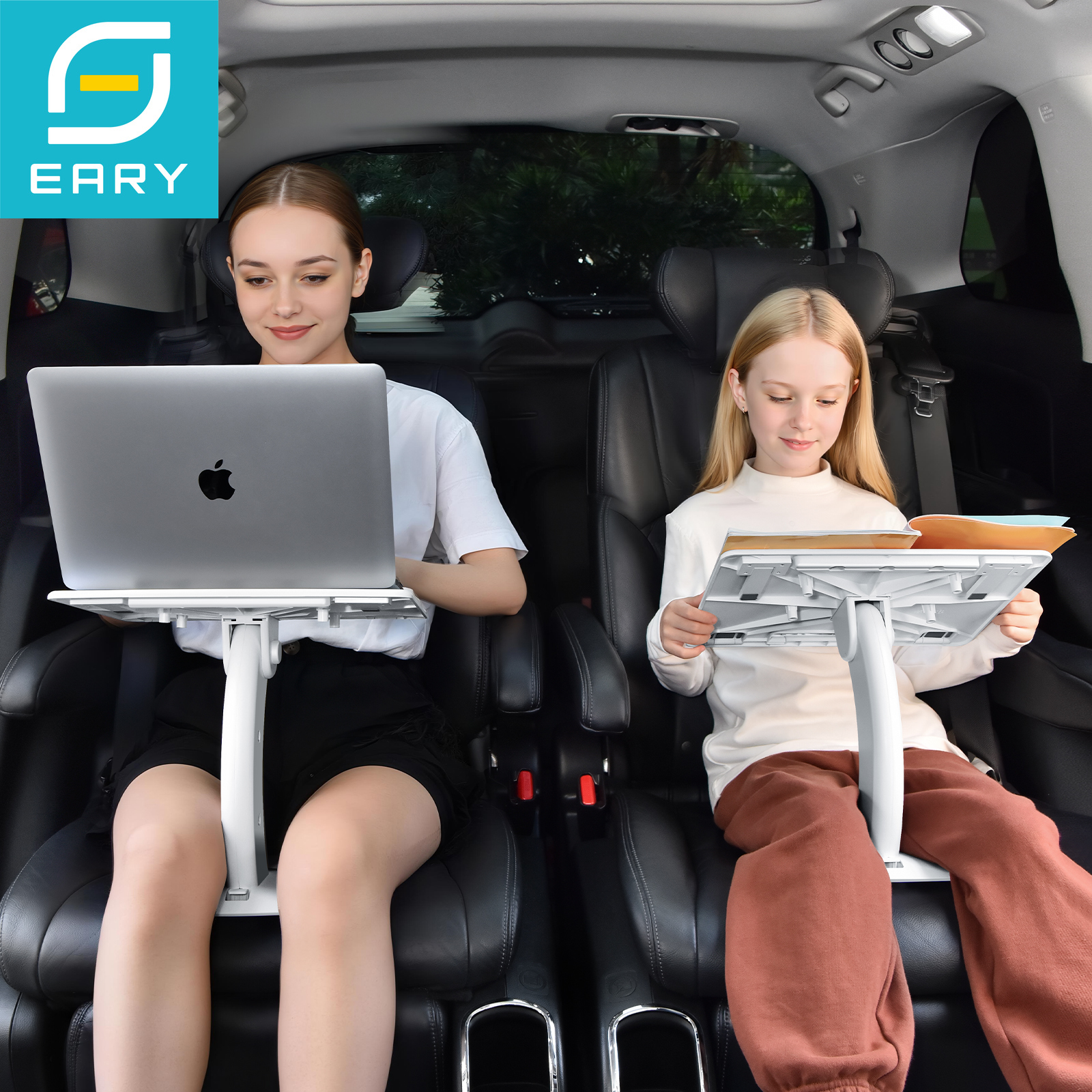 Eary ポータブル車用ラップトップトレイテーブル iPad タブレットスタンド用 マルチ角度調節可能な読書ホルダー 子供用後部座席 トラベルデスク