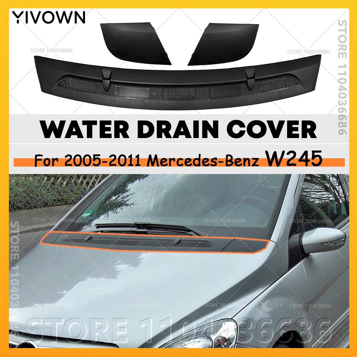 2005-2011 W245 メルセデスベンツ B クラス B180 B200 フロント水排水カバーフードグリル排水 1698300275 1698300375 1698360018