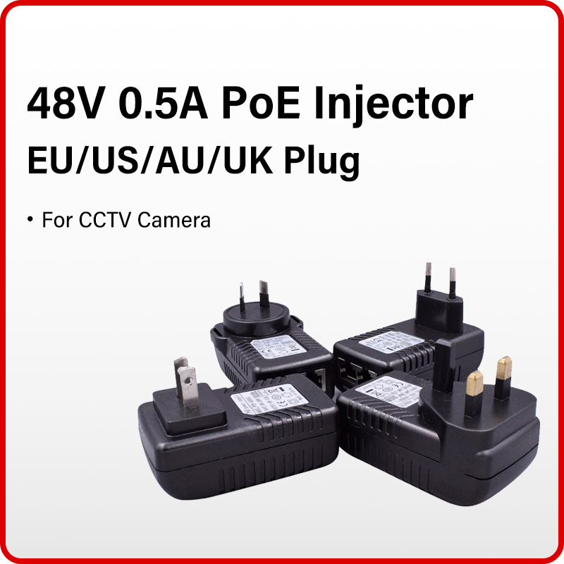 48V 0.5A PoE インジェクターイーサネットアダプタネットワーク RJ45 CCTV Poe 電源 PoE IP カメラ用 100-240V 壁プラグ US EU AU UK プラグ