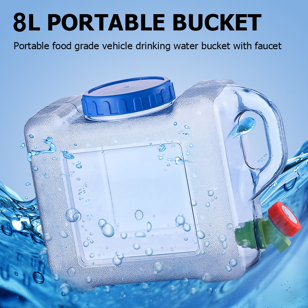 8L 水容器蛇口付き水缶バケツ大容量水ボトル食品グレードの水容器ポータブル水容器