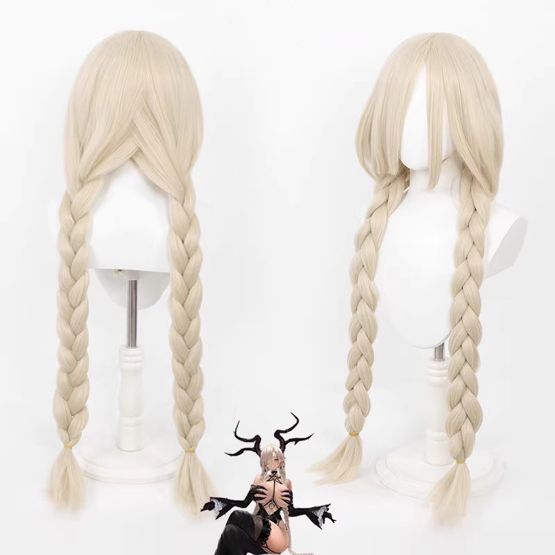 コスプレウィッグアズールレーンアニメウィッグ尾張ロングブロンド合成かつらシミュレーション頭皮ふわふわとフルゲーム二重編組コスプレウィッグ