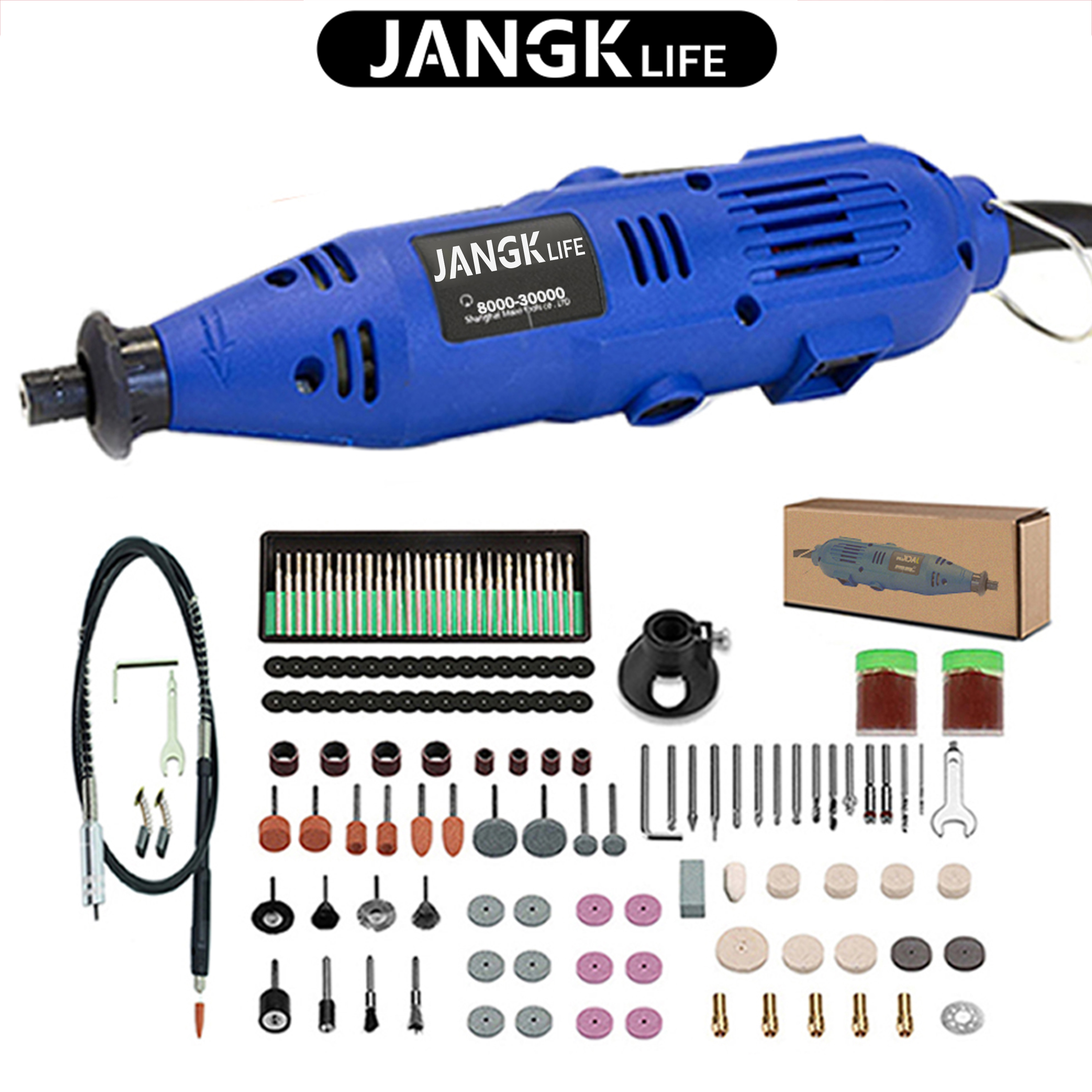 JANGKLIFE 110V 220V 電動工具電動ミニドリルグラインダー彫刻機ポリッシャーロータリーツールセットキット付き