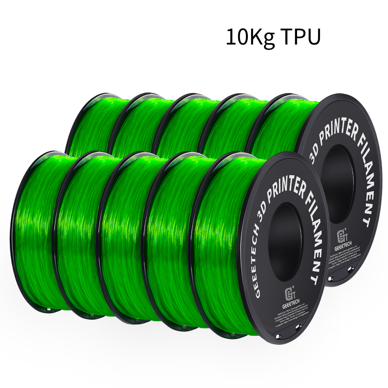 GEEETECH 10Kg TPU 3D プリンタフィラメント材料 1kg 2.2LBS/スプール 1.75mm プラスチック真空包装非毒性ショア硬度 95A