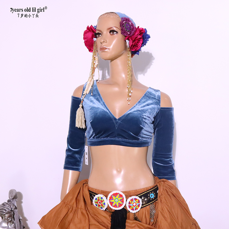 ベルベットファットチャンストライバルチョリベリーダンスドロップ長袖トップ ATS TOP 女性トップ CRR06