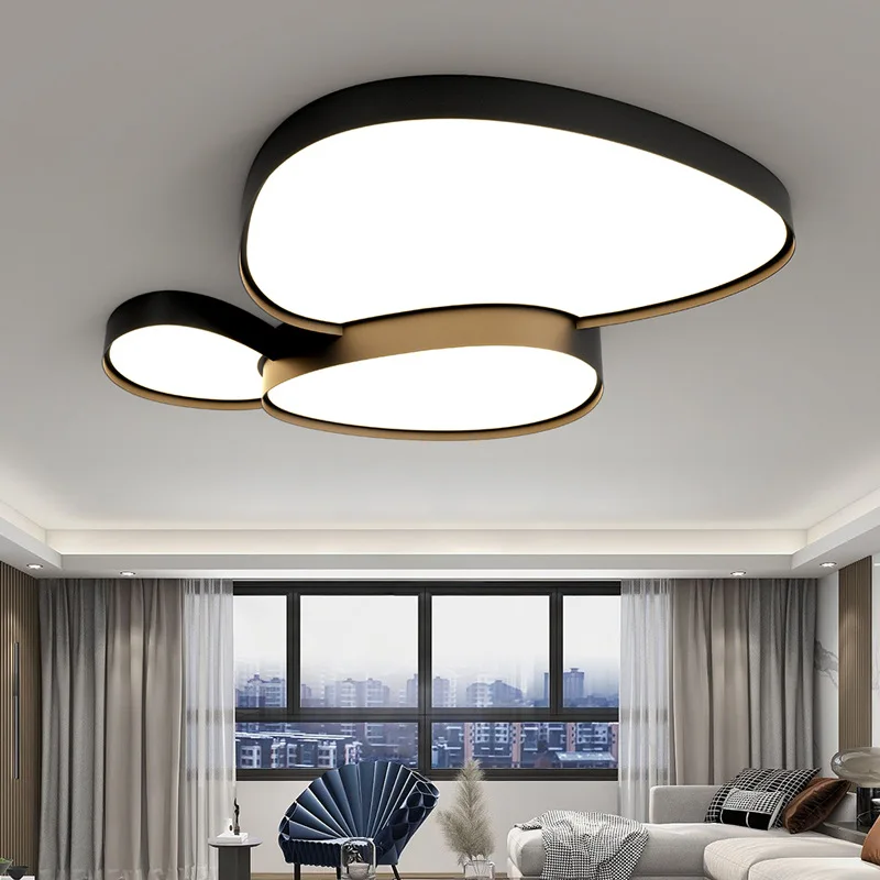 モダンなシンプルな LED シーリングランプリモコン黒、白の光ホームクリエイティブ屋内照明寝室リビングダイニングルーム器具