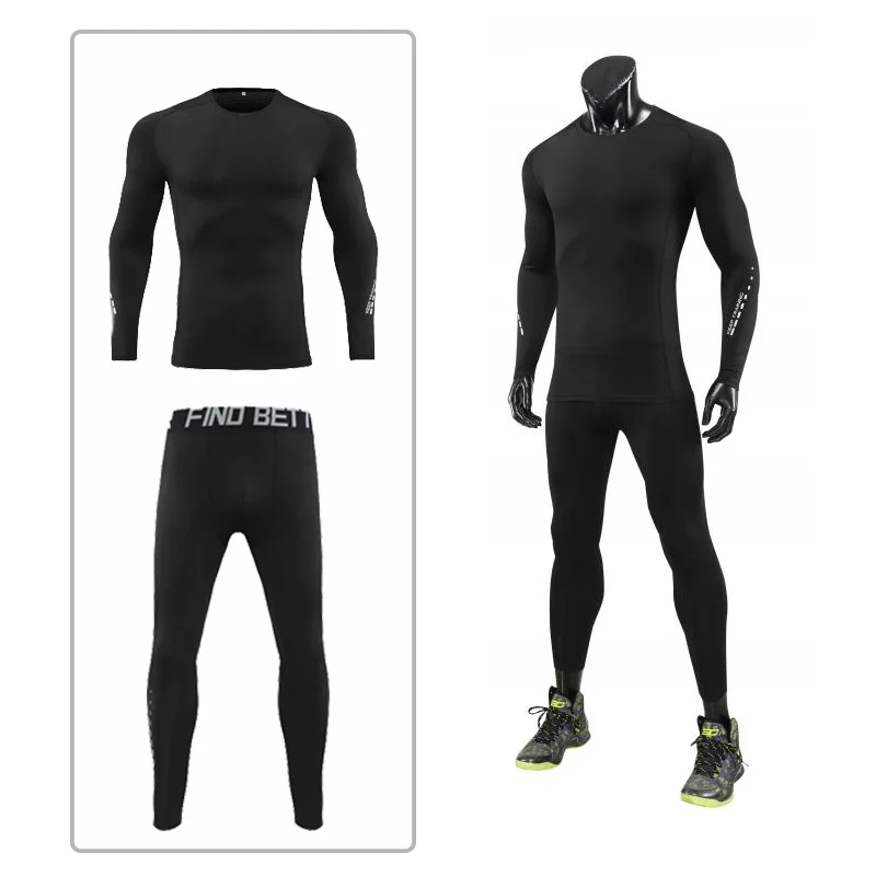 男性圧縮スポーツウェアスーツジム着用タイトスポーツヨガワークアウトジョギングフィットネス服パンツランニングボディービルトラックスーツ