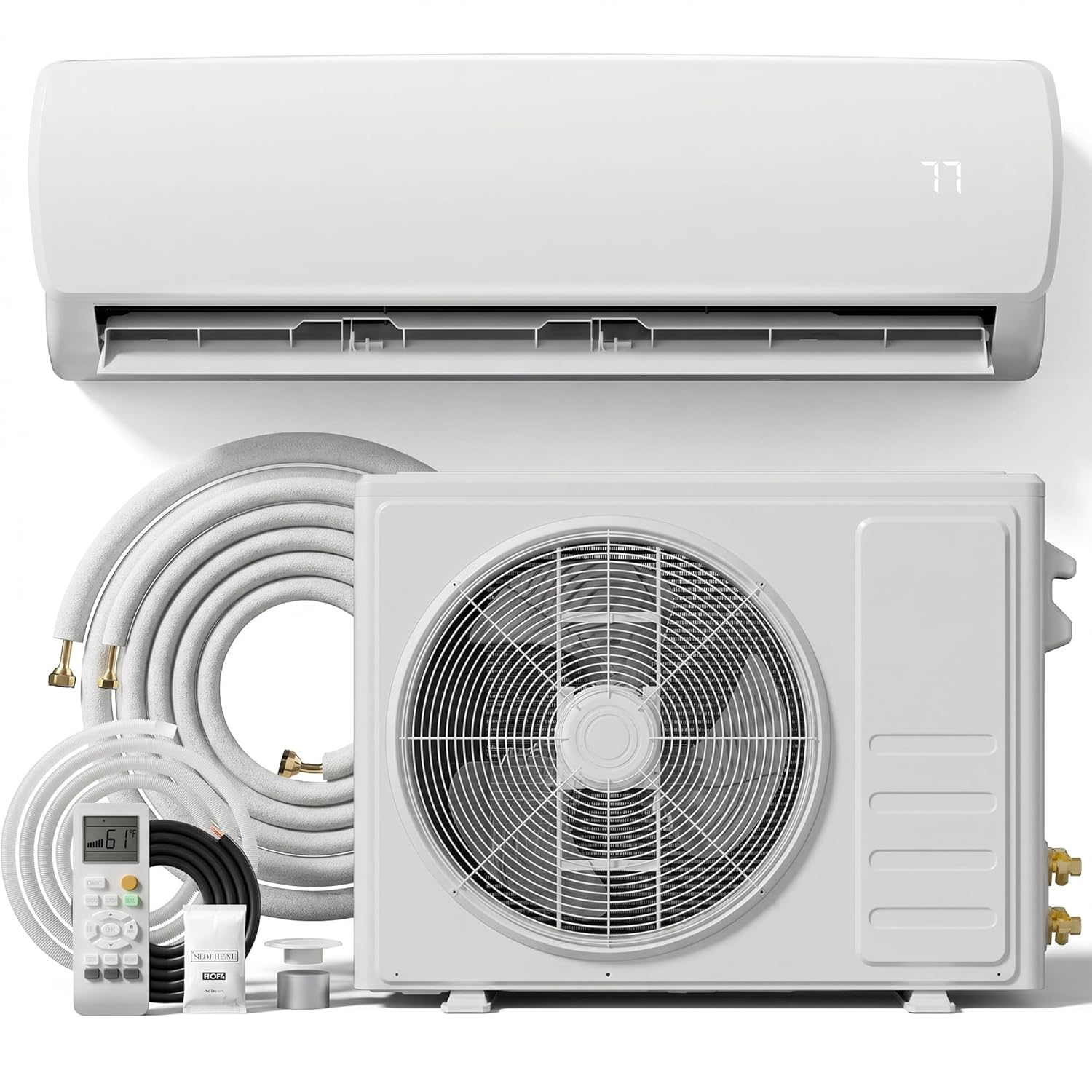 12000BTU ミニスプリット AC/暖房システム、19 SEER2 エネルギー効率の高いミニスプリットエアコン、ヒートポンプ付き、110V、カスタマイズ