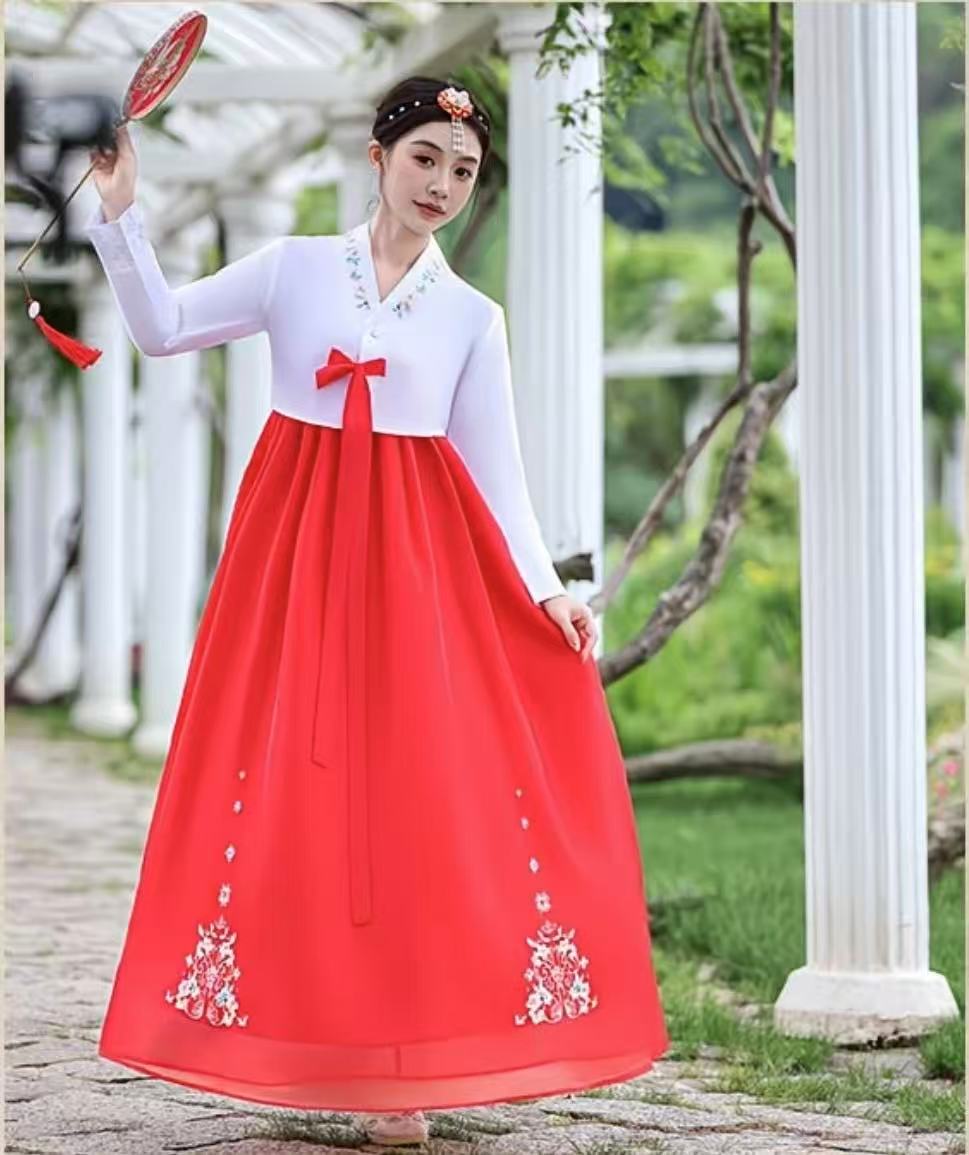 新しいアップグレードされた韓服、韓国の伝統衣装、ステージパフォーマンス衣装、延吉旅行写真、女性用アジア韓服