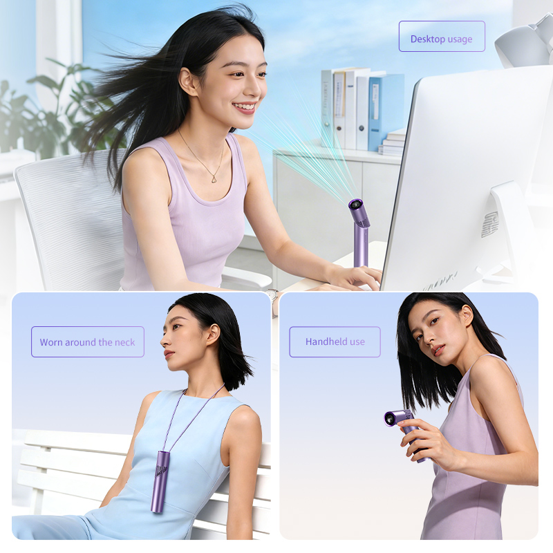 ブラシレスモーター大容量ポータブル充電折りたたみリップスティックミニハンドヘルド/首掛け小型ファン
